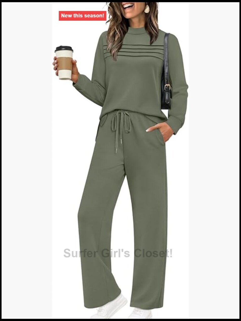 Two Piece Lounge Set Long Sleeve Side Slit Wide Leg Pants S-3XL